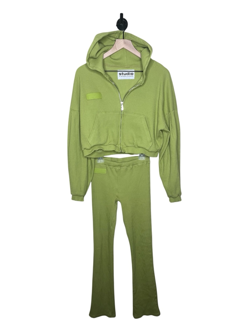 Brandon Blackwood Studio Chartreuse Ribbed Zip Hoodie